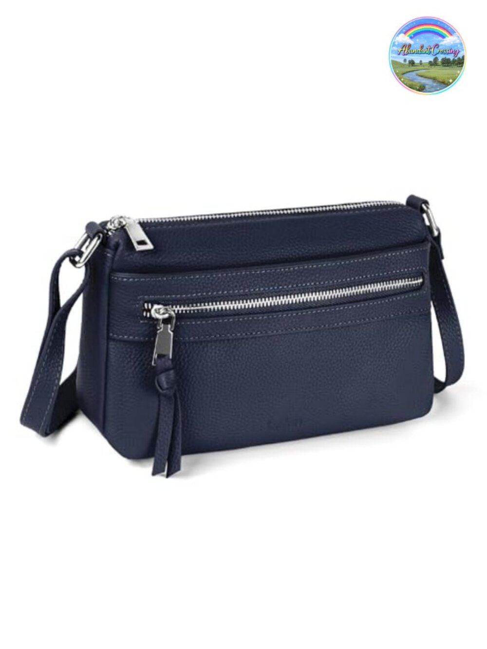 Genuine Leather Crossbody Purse RFID Triple Zip Small Travel Bag